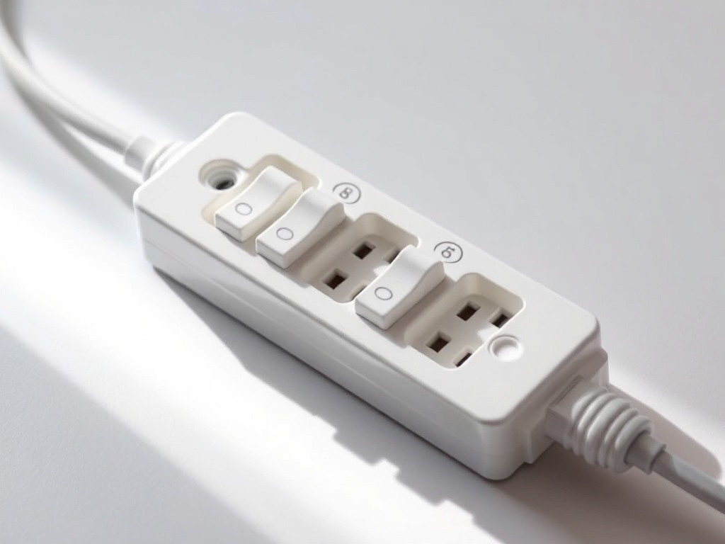 개별 스위치가 달린 멀티탭을 사용하여 대기전력을 효율적으로 차단하는 모습